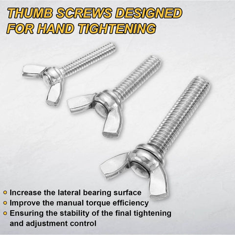 Three Five Pack 1/4-20 Wing Screws Thumb Screws, 1/2 Inch Length, Stainless Steel 304 Machine Fasteners, silver tone
