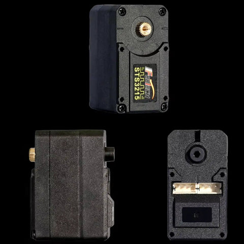 Front and rear view of Pro Grade 19KgCm Smart Servo with 7.4V Serial Bus TTL Control, featuring metal gear and 12-bit magnetic encoder.