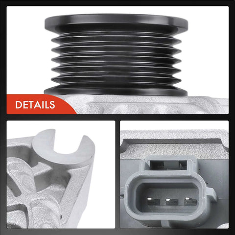Close-up of Ford Mustang 1999 2000 2001 2002 2003 2004 4.6L V8 SOHC 12V 105A Alternator With Six Groove Pulley Clockwise Rotation Replacement