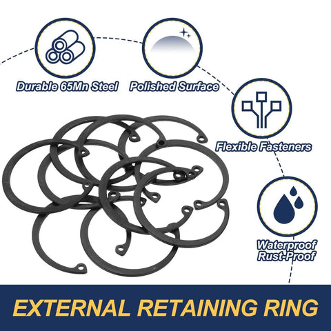 Premium 50 Mm Internal Retaining Rings 10 Pack C Clip Snap Rings 65Mn Manganese Steel For Automotive Grooved Shafts