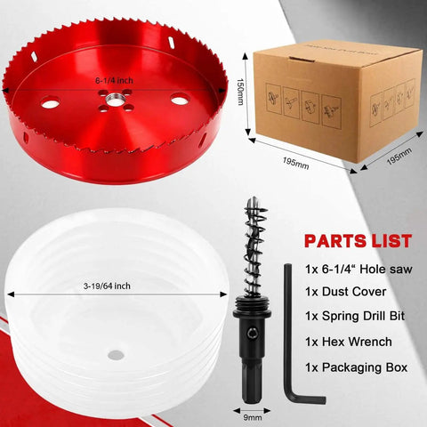 Six And A Quarter Inch Hole Saw For Recessed Lights With Dust Bowl Bi Metal Construction Delivers Heavy Duty Cut For LED Recessed