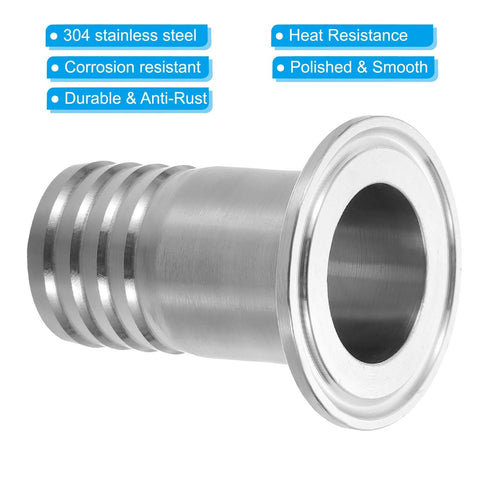 PATIKIL tri-clamp hose barb adapter, 1.5in to 1.25in, 304 stainless steel.
