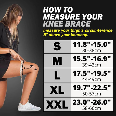 Sizing guide for Knee Compression Sleeve Pair For Pain Relief And All Day Support Perfect For Running Basketball Volleyball Weightlifting