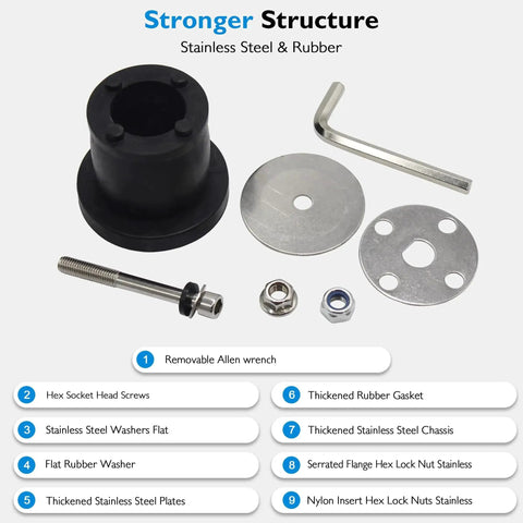 Expandable Mechanical Seal Cleanout Pipe Plug With Rubber Expansion Scupper Plugs And Removable Stainless Steel Allen Wrench Handle displayed with accessories
