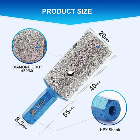 Diamond Finger Milling Bit 4/5 Inch Dry Core Drill Bit For Enlarging And Shaping Existing Holes In Porcelain Ceramic Granite Marble With Hex Shank Pro Grade DIY Power Tool Accessory For Precise Clean Cuts