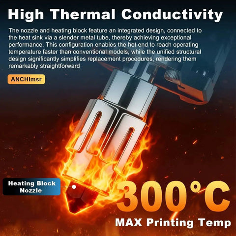 All In One Hotend Kit For Bamboo Lab P1P And P1S 3D Printers with 0.4mm hardened steel nozzle and heating block, max temp 300°C