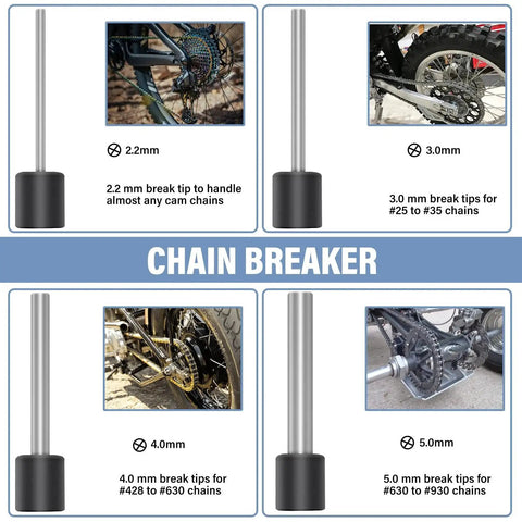 Motorcycle Chain Breaker Tool Kit With 18 Piece Chain Rivet Tool Set And Chain Link Cutter For Motorcycle ATV Bike Cam Chain