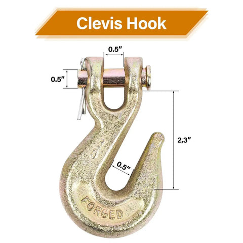 Grade 80 3/8 Chain Hook Clevis Grab Hook 4 Pack Heavy Duty Tow Hook 7,100 Lbs forged steel with dimensions