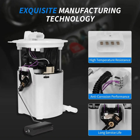Dual Electric Fuel Pump Module With Sending Unit Fits 2011 2015 Jeep Grand Cherokee And Dodge Durango 3 6L V6 Replacement SP7108M SP7109M Compatible Upgrade For Reliable Fuel Delivery And Plug And Play Easy Install shown with manufacturing features.