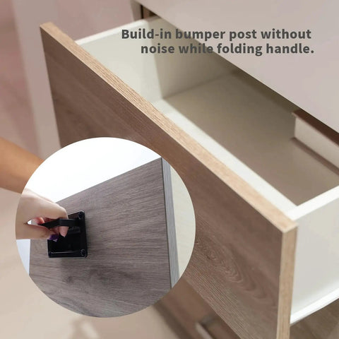 Person pulling open drawer with Recessed Flush Pull Handle with Mounting Screws Black Zinc Alloy for Deck Hatch and Toolbox.