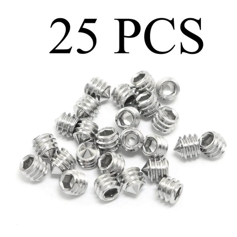 Sturdy 25 Pack 1/4-20 Hex Socket Grub Screws Set In 304 Stainless Steel, Full Thread, Cone Point, Deep Threads, Corrosion Resistant