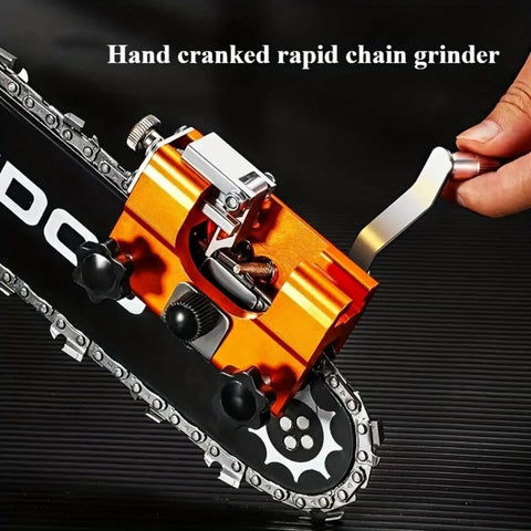 Portable Hand Crank Chainsaw Sharpening Tool With Five Titanium Diamond Bits for Quick Sharpening on a chainsaw blade