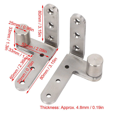Heavy Duty Stainless Steel Door Pivot Hinges 130lb Load Bearing Hidden 270 Degree Inset Hinge For Bookcase Doors, with flush mount screws, close-up view