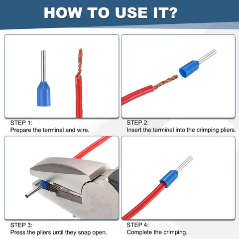 How to use Beefy 1000 Pcs AWG18 Copper Insulated Wire Ferrules Crimp Terminals Kit for electrical connections.