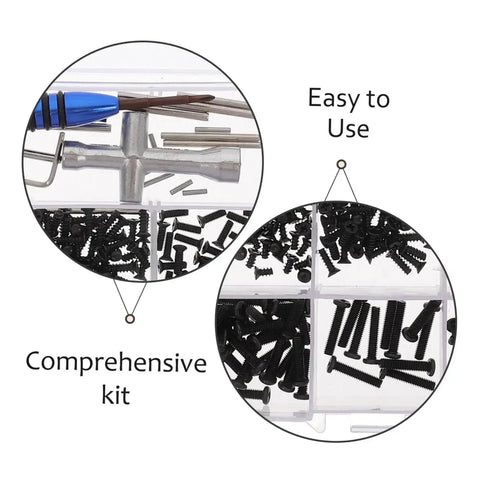 Image of Must Have RC Car Maintenance Kit with full screw set, nuts, bolts, and hardware fasteners, including metric screws.