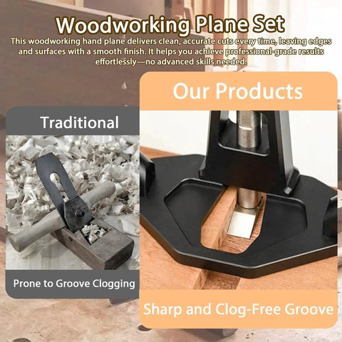 Comparison of traditional and our Pro Grade Handheld Router Plane For Woodworking And Wood Crafting with smooth grooves.
