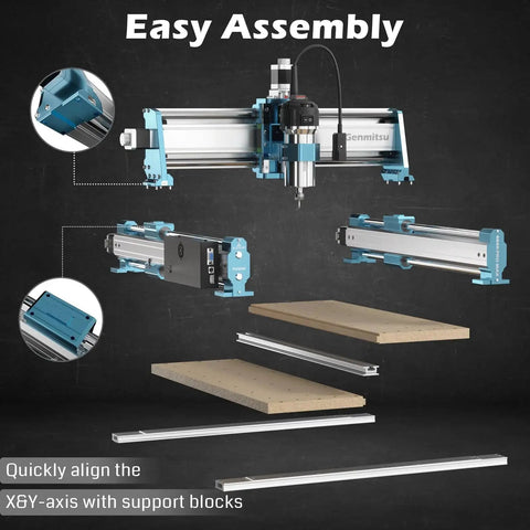 Beefed-Up 4040-PRO MAX CNC Router With 710W Spindle Drive, shown in disassembled state for easy assembly guidance.