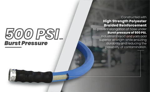 AG-LITE BSAL3406 3/4 in x 6 ft rubber garden hose, blue with braided reinforcement for hot/cold water