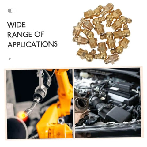 Go To Tough Grease Fitting All In One Kit for automotive and heavy equipment with 45 and 90 degree nozzles in industrial use