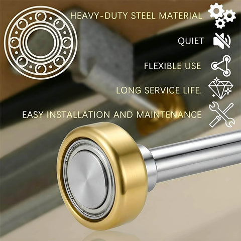Heavy Duty Truck Trailer Door Rollers 2 Pack With 1 Inch Steel Wheels For Box Trucks And Trailers Replacement Hardware For Commercial Vehicle Doors 7/16 Inch Diameter By 2-3/4 Inch Rod Built Tough shown with steel material illustration and installation features