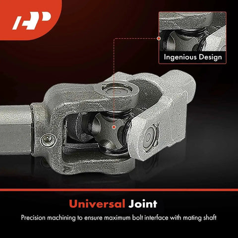 Close-up of upper intermediate steering shaft for GM Trucks SUVs Silverado Tahoe 1999 2007, showing universal joint and design.
