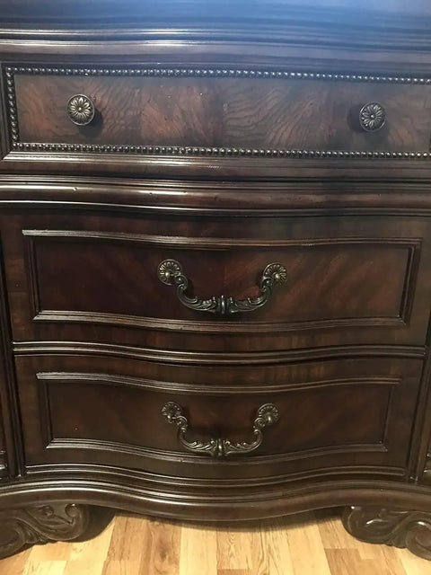 Dresser with Vintage Drop Bail Drawer Pulls 6 Inch Cabinet Handles Rustic Antique Black 4 Pieces Zinc Alloy Hardware.