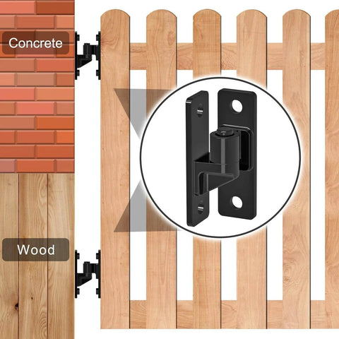 Heavy Duty Gate Hinges 2-Pack Steel Hinges With Electroplated Coating on a wooden fence with wall mount application