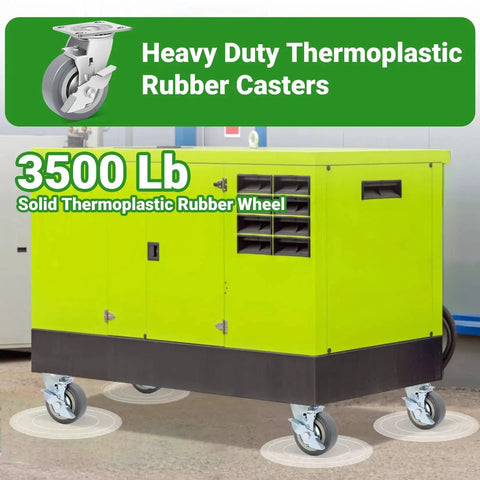 Heavy Duty 5 Inch Casters With Brake Set Of 4 Industrial Grade Thermoplastic Rubber Swivel Castors 3500 Lbs Load Capacity