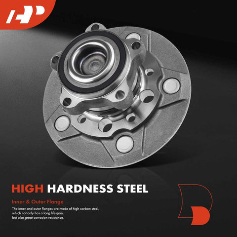 Set Of 2 Front Wheel Bearing And Hub Assemblies For Ford Transit 2015-2019 SRW 5-Lug 150 250 350 350HD High Load Capacity Easy Install Durable Hub Kit showing close-up of single hub made from high hardness steel with bolt holes visible.