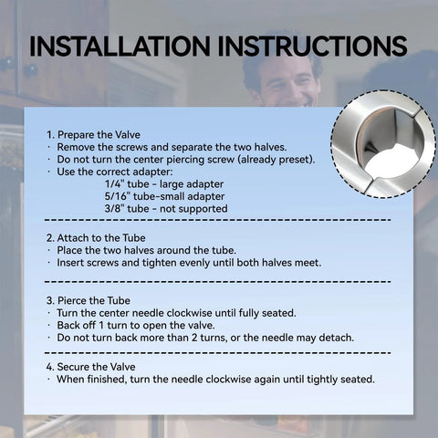 BPV-31 valve kit installation instructions graphic; blue step-by-step panel with a circular valve close-up