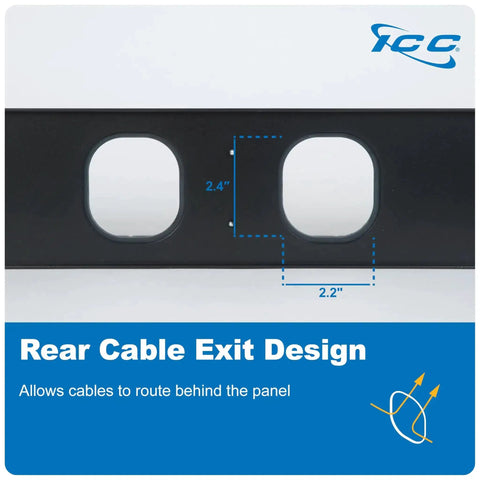 Rear cable exit design on 2U Finger Duct Cable Manager Panel With Cover For 19 Inch Racks 3 Inch Depth Horizontal Cable Management