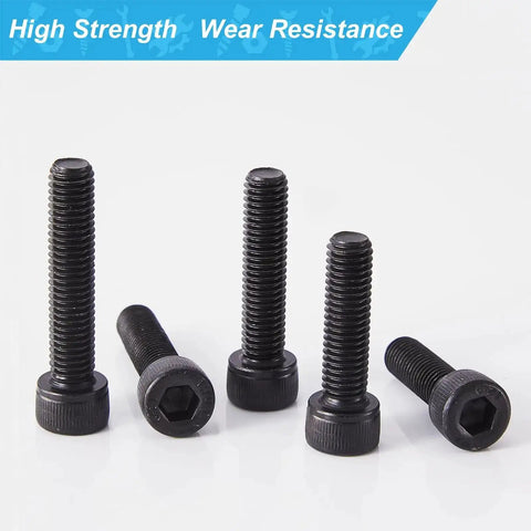 M5 Hex Socket Head Cap Screws Set With 20mm, 25mm, 30mm, 35mm, 40mm Lengths, 12.9 Grade Alloy Steel, Black Oxide Finish, Metric Allen Drive