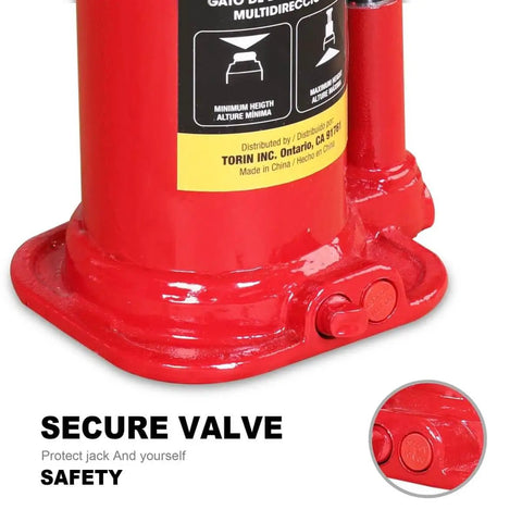 Close-up of red Horizontal And Vertical 6 Ton Hydraulic Bottle Jack For Cars Dual Purpose Welded Car Jack With 12000 Lbs Lift Capacity