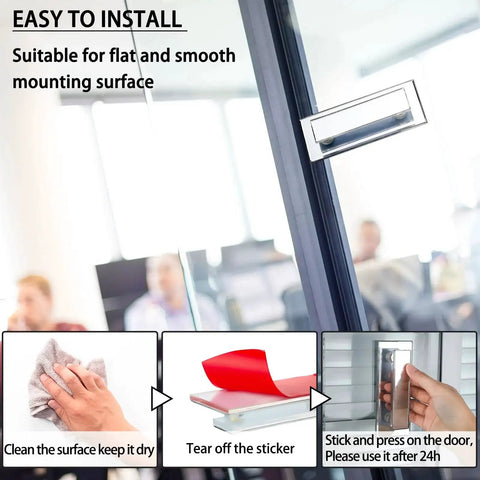 Two Piece Mirror Closet Door Pull Handles Adhesive Self Stick Clear Acrylic Knobs installation steps shown on glass door