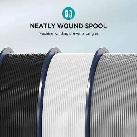 Neatly wound spool of PETG Filament 1.75mm Ultra Tough Heat Optimized Odorless Black 4Kg 4 Pack For 3D Printing, Dimensional Accuracy 0.02mm.