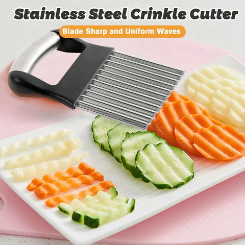 Crinkle Cutter For Veggies And Potatoes Large Waffle Fry Cutter With Built In Peeler Stainless Steel 304 slicing vegetables.