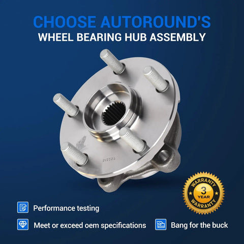 Front Wheel Bearing Hub Assembly 513257 Fits Toyota RAV4 06-12 2.4L 2.5L, Scion tC 11-16, xB 08-15, Prius V 12-18, Corolla iM 17-18, Lexus HS250h 10-12 Five Lug Direct Replacement with silver finish.