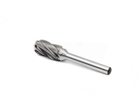 Pro Grade Fast Cutting Aluminum Carbide Burr For Die Grinders With One Quarter Inch Shank And One Half Inch Head Diameter One Inch Flute Length Cylindrical With Radius End Rapid Stock Removal For Aluminum And Nonferrous Metals By Yufutol