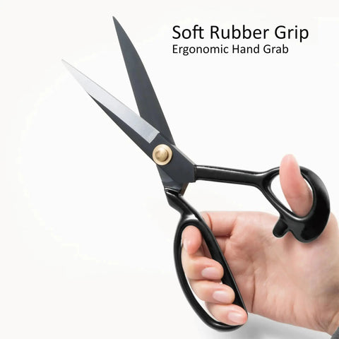 Pro Grade Heavy Duty 10 Inch Fabric Scissors For Leather Sewing And Tailoring, ergonomic hand grip, high carbon steel blades