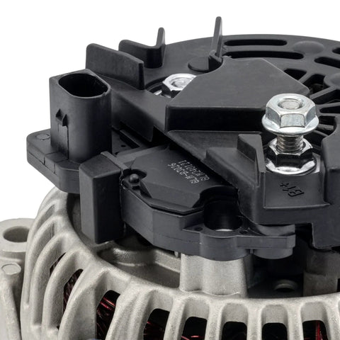 Close-up of Alternator For 2001 to 2005 Mercedes C240 C320 CLK320 E320 SLK320 Crossfire ML350 2003 to 2005 120 Amp Bosch Unit
