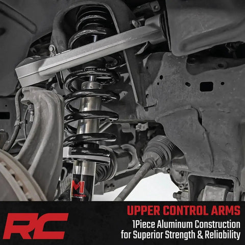 Forged Upper Control Arms For 2009 2020 Ford F150 4WD With Beefed Up POM Ball Joints And Fully Greasable Bushings, Heavy Duty Aluminum Construction, No Welding Weak Spots, Corrects Ball Joint Angle For Lifted Applications, Model 51036 installed view