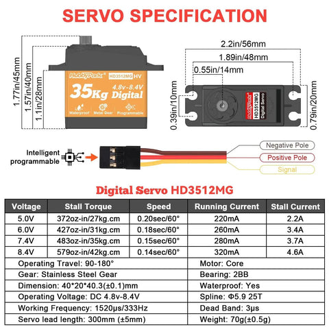HobbyPark 35kg waterproof metal-gear digital servo HD3512MG, 4.8–8.4V