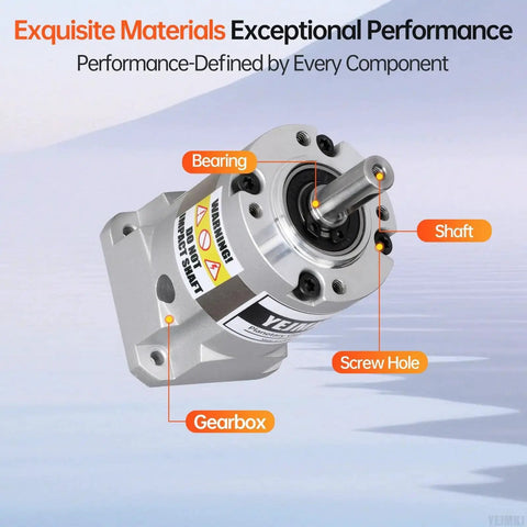 Image highlighting components of a 50 To 1 Planetary Gearbox For Nema 17 Stepper Motors With 8mm Output Shaft And 20 Arcmin Backlash