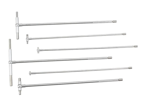 Telescoping T Bore Hole Gauges Set For Internal Measurements Six Piece Kit Five Sixteenth Inch To Six Inch Range Satin Finish Machinist Tool