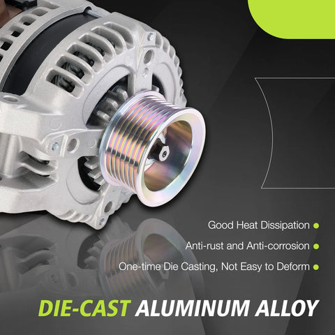 Side view of die-cast aluminum alloy alternator for Drop In Ready Alternator Replacement For Acura CSX 2.0L TSX 2.4L Honda Accord 2.4L