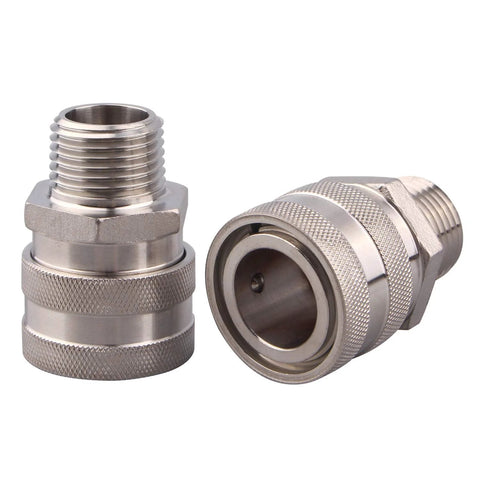 2-pack stainless steel female quick-disconnect fittings with 1/2 in male pipe thread for home brewing