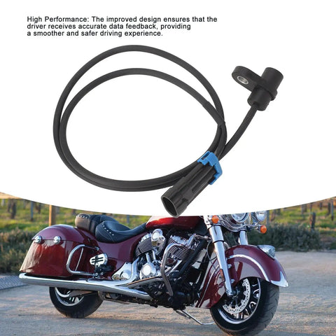 Close-up of rear-wheel speed sensor cable with blue connector for Indian motorcycle