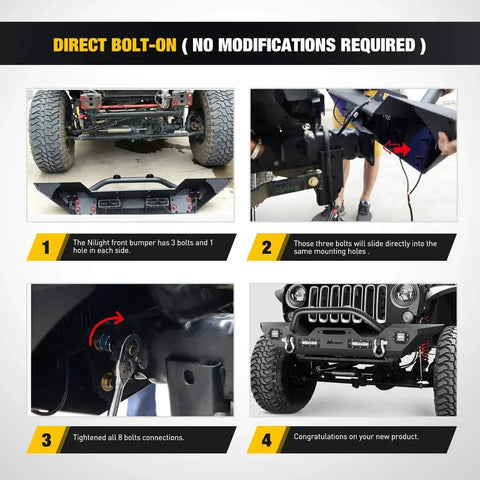 Installation guide for Heavy Duty Front Bumper With Winch Plate For 2007-2018 Jeep Wrangler JK And JKU