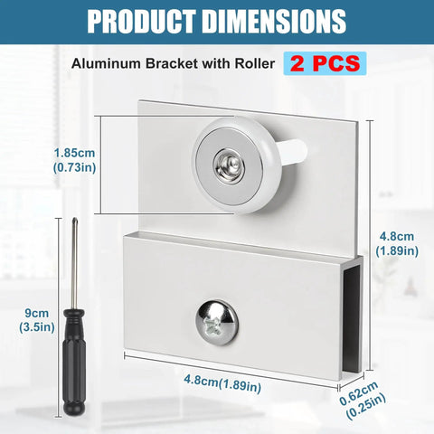 Two Pack Frameless Shower Door Rollers M6054 Top Bracket Roller Assembly With Three Quarter Inch Wheels