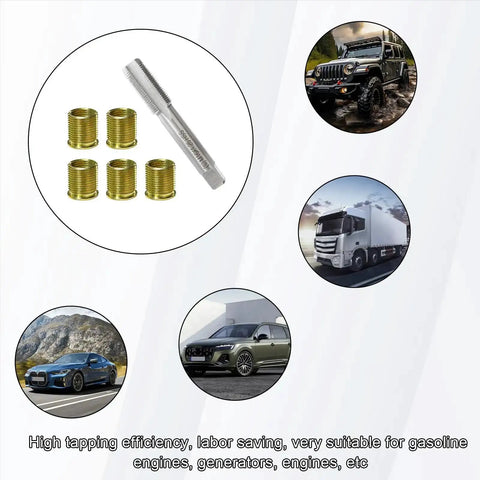11 Piece Spark Plug Thread Repair Kit With M14x1.25 And M16x1.25 Inserts Stainless steel rethread tool set with vehicles